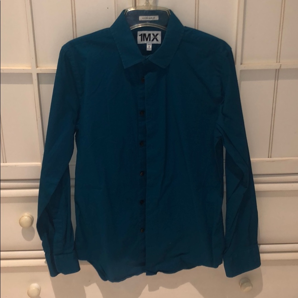 Express teal button down shirt - Picture 1 of 3